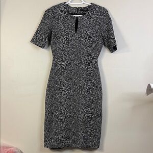 EUC Banana Republic Animal print Black white Midi Dress Size 2 #316